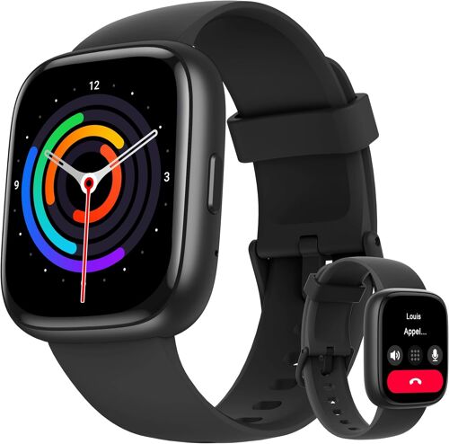 Montre Connectée Hommes Femmes avec Alexa, 1,83"" Écran Smartwatch, Appels Bluetooth, Étanche IP68, 110+ Sportif/Fréquence Cardiaque/SpO2/Sommeil/Pression pour iOS et Android