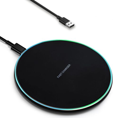 KALANKA-Chargeur sans fil avec voyant lumineux, tapis de charge sans fil rapide avec câble USB-C intégré, certifié Qi 15 W max compatible avec iPhone 15/14/13/12/XS, Samsung Galaxy S24/S23 Huawei