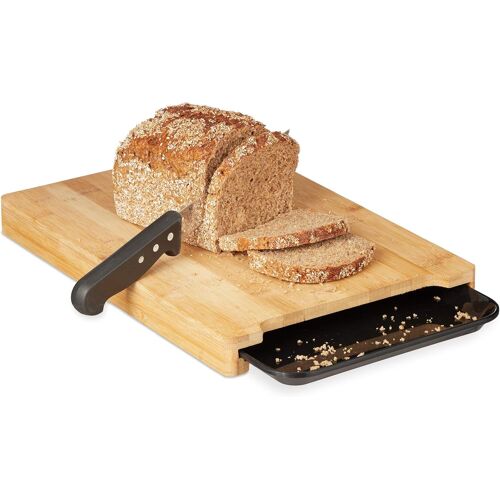 Planche À Découper Bambou, Bac Récupérateur, Tiroir Plastique, Cuisine Moderne, 3,5 X 38 X 26 Cm, Nature