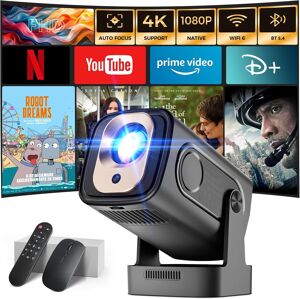 Projecteur Portable 4K WiFi 6 Bluetooth - Résolution 720p, écran Jusqu'à 150", Android 11, Mini Home Cinéma