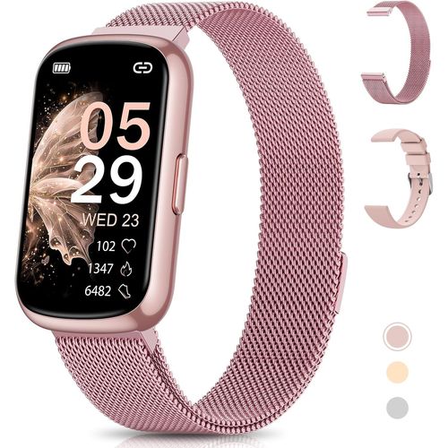 Montre Connectée Femme, 1.47"" Tracker D'Activité, 24 Modes Sportifs, Suivi Sommeil, Fréquence Cardiaque, Spo2, Podometre Fonction Féminine Etanche Ip68 Longue Durée Smartwatch Android Ios Rose