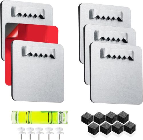 Lot de 6 crochets autocollants pour tableau mural sans perçage - Surface adhésive extra forte - Support de miroir avec appareils supplémentaires - Suspension pour tableaux en verre acrylique et