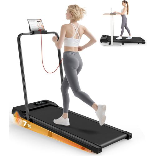 Chenquansarl-Tapis De Course 3 En 1 Pliable Avec Pente 7% ¿ Walking Pad Électrique 8¿Km/H, Moteur 2.5¿ , Surface Large 40¿Cm, Télécommande, Écran Led, Cadre Renforcé, 130¿Kg ¿ Pour Maison & Bureau