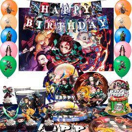 Decoration Anniversaire Demon Slayer, 82 Pièces de Décorations de Fête et Decoration De Table.