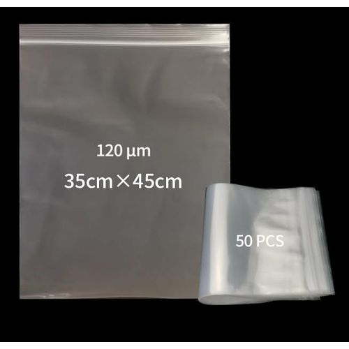 TIANYI-Sachets transparents amovibles, sacs en plastique transparents, 0,12 mm épais, sacs scellés, sacs de stockage, sacs à fermeture éclair, épais et durables, 35 x 45 cm, 50 pièces