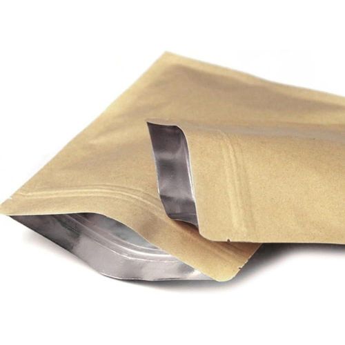 Sacs Mylar Refermables en Papier Kraft d'une Epaisseur de 5.51mil Pochette à Fermeture Eclair Sacs en Aluminium Thermosoudables pour le Stockage des Aliments (50,10x15cm (3.9x5.9 inch))