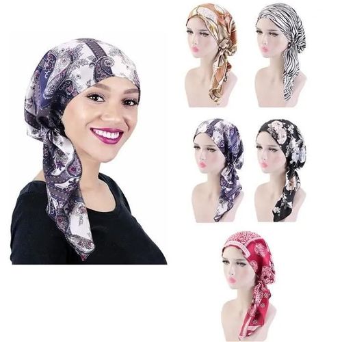Chapeau De Chimio - Insfity - Turban Satin Imprimé - 5 Couleurs - Stretch - 5 Pièces