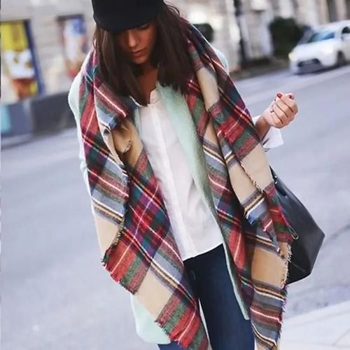 Femmes Blanket Surdimensionné Echarpe Tartan Wrap Châle Pashmina Plaid Vérifié