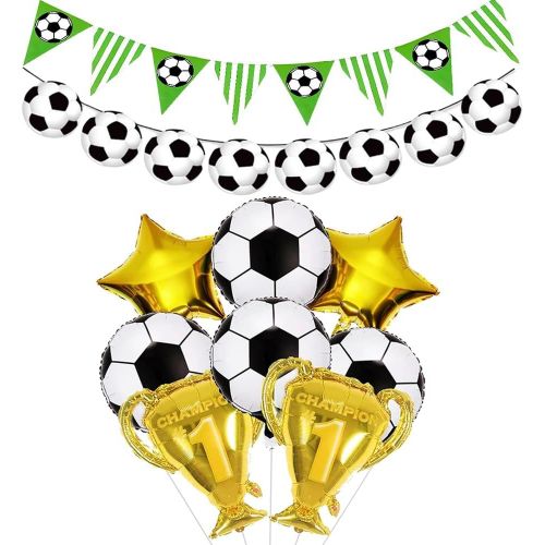 Letnerny-Décoration Football Anniversaire Enfants Avec Ballons Aluminium Et Guirlandes Fête Thème Foot Garçons Filles École Match Club Maison Pack Déco Photobooth Sport