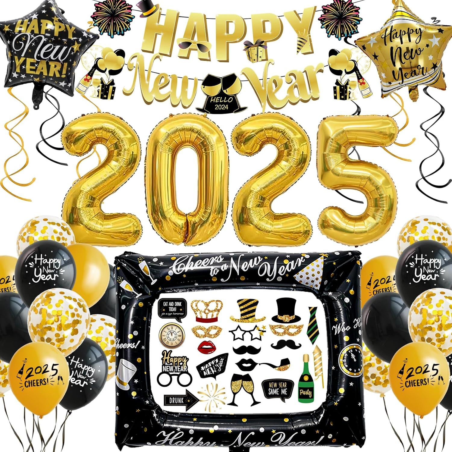 Decoration Nouvel An 2025 Or Noir Cotillons Nouvel An 2025