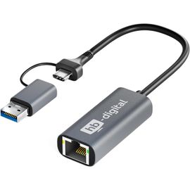 Adaptateur Usb-C Vers Ethernet Rj45 Gigabit Lan Adaptateur Réseau Boîtier En Aluminium Prend En Charge 1000 Mbps 1 Gbps Usb 3.0 Compatible Avec Adaptateur Usb-A Câble De Données Câble