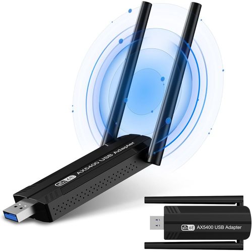 LETNERNY-5400Mbps Clé Wifi, Wifi 6E Puissante Tri-Bande 6Ghz / 5Ghz / 2.4Ghz, Axe5400 Clé Wifi Usb Longue Portée Cle Wifi Pour Pc, Adaptateur Usb Wifi / Wpa3 / Ofdma/Dongle Wifi 6E Pour Windows 11/10