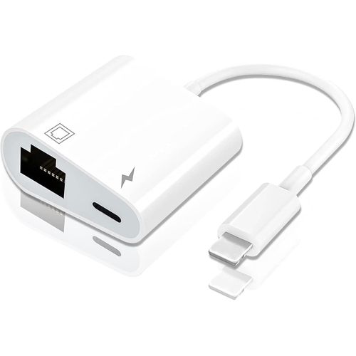 SUBZONAL-Adaptateur Lightning vers Ethernet, 2 en 1 RJ45 Ethernet LAN avec port de charge compatible avec iPhone/iPad/iPod, Plug and Play, prend en charge le réseau Ethernet 100 Mbps