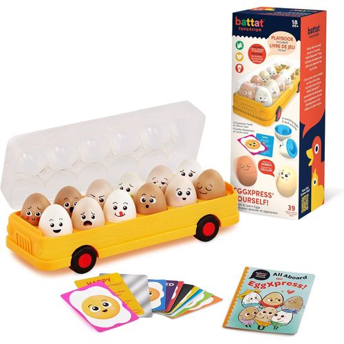 ChenQuanSarl-Jouets En Forme D'?uf Pour Les Tout-Petits - ?ufs À Associer - Correspondance De Lettres Et De Couleurs - Jeu De Tri - 18 Mois + - Eggxpress Yourself !, Jaune