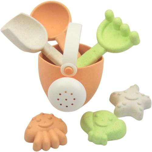 60176 Mon Premier Jouet De Sable 7 Pièces,Avec Arrosoir,Pelle,Râteau,Cuillère Et 3 Petits Moules À Sable,Mélange De Plastique Et De Paille De Blé,Enfants À Partir De 18 Mois