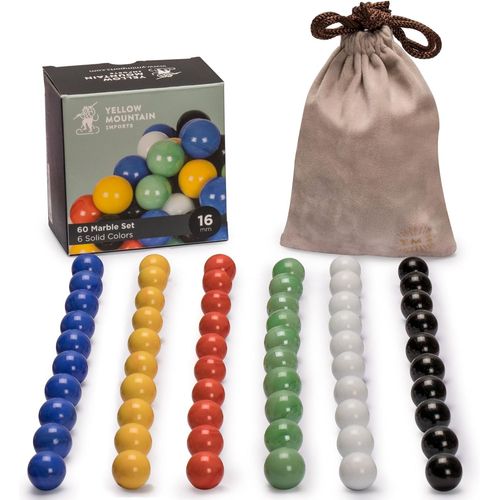 Asfasfq-Yellow Mountain Imports 60 Billes De Verre Solides Et Résistantes Aux Couleurs Variées Pour Jeu De Dames Chinoises - 16 Millimètres