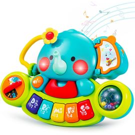 TDRFL-Jouet Bebe 6 Mois Piano Enfant Éléphant,Jouets Musicaux Bébé Pour 6 9 12 Mois Naissance Fille Garçons,Jeux Bebe Multifonction Cadeau Fille Garçons Pour Enfant 1 An