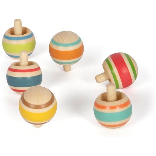 KALANKA-small foot Set de toupies Magiques en Bois, 6 toupies, pour Enfants à partir de 3 Ans, 12606
