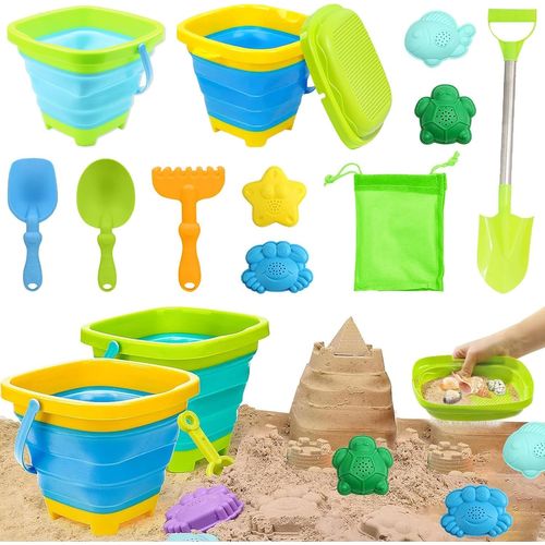 Kal-Jouet De Plage,12 Pièces Kit De Jeu De Plage Enfant,Jouets De Plage Pour Enfants,Jouets De Sable De Voyage,Jouet De Sable Avec Sac En Filet,Pour Enfants Garçons Filles