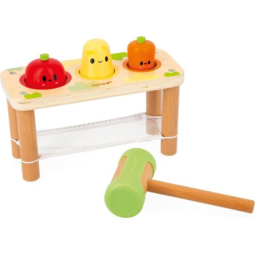 Taptap Farm Vegetables-Children's Learning Toy-3 Vegetable Garden Vegetables + 1 Mallet-Develops Fine Motor Skills-FSC Wooden Toy-From 12 Months,J03309
