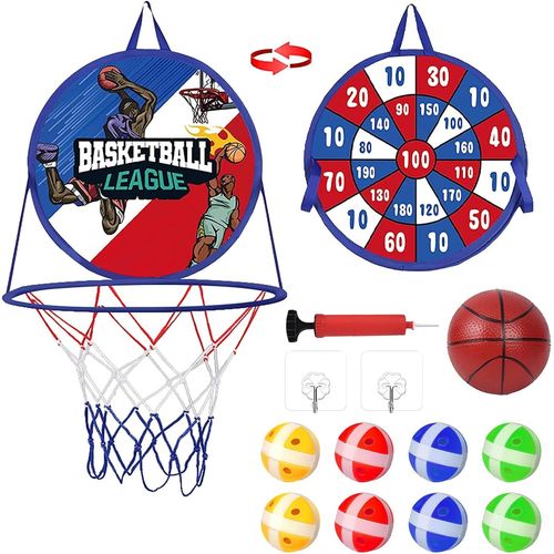 Mdy-Panier De Basket Avec Jeu De Fléchettes Pour Enfants, 2 En 1 Jeu Ventouse Et Mini Jouet De Panier Basket/ De Sport Intérieur Et Extérieur Pliable Pour Filles Garçons Cadeau