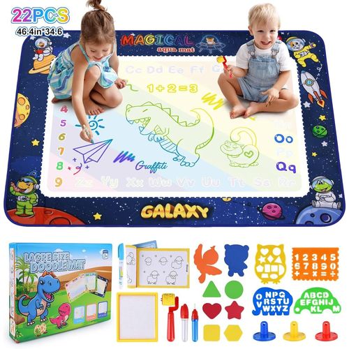 MDY-Tapis Dessin Enfant,120 * 90 Grand Tapis Magique Dessin Eau Réutilisable,Tapis de Dessin à L'eau pour Bébé avec Jeu D'outils de Peinture,Non salissant,Jouets Éducatifs pour Garçons et Filles