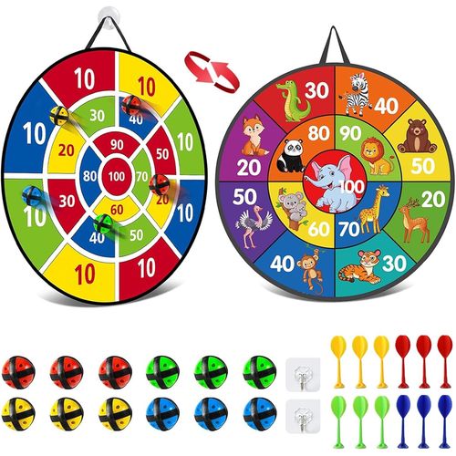 MDY-Jeux de Flechette Enfant, Jeu de Fléchettes pour Enfants 26 Pouces,Double Face Jeu de Flechette Enfant avec 12 Balles Collantes 12 Fléchettes, Jeux Flechette Enfant pour Intérieur et Extérieur