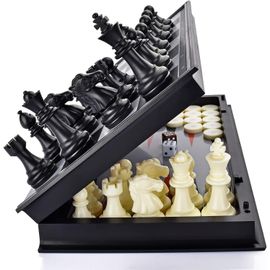 3 En 1 Magnétiques Jeu D'échecs/Backgammon/Dames,Jeu De Voyage Avec Echiquier Pliante