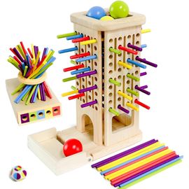 Wooden Board Games,2 in 1 Montessori Games,Fun Toys for Family,Child Game Wooden Sticks Colorful,Interactive Game for Family and Travel