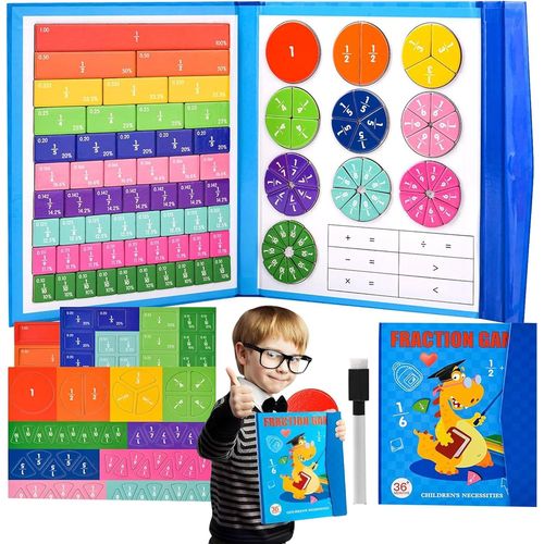 MDY-Puzzle éducatif De Fractions Magnétiques,Jeux pour Apprendre Les Fractions,Fractions Aimantées,Learning Ressources,Montessori Jeux Enfant 5 Ans,Cadeau Fille Garcon Jeux Educatif