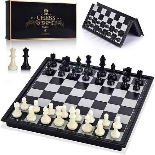 Eryi-Jeu D'échecs Avec Magnétique Echiquier De Voyage Et 2 Reines Supplémentaires Pour Enfants Et Adultes (Noir-Échecs)
