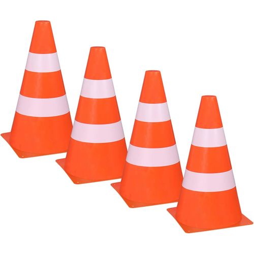 Mdy-40085 \U2013 Lot De 4 Cônes De Signalisation En Plastique 3 Ans À 99 Ans Pour Le Sport, L'extérieur, Le Slalom, Le Football, Env. 24 X 13,5 Cm, Orange, 4 Pylonen