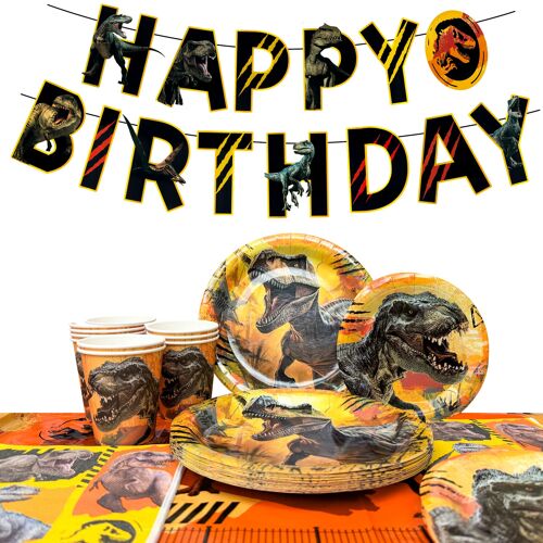 Decoration Anniversaire Décoration de fête d'anniversaire Jurassic World, Ensemble de Vaisselle de Fête Monde Jurassique