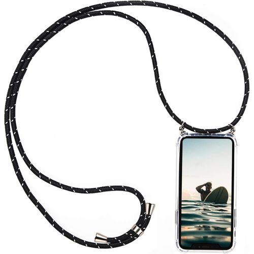 Kal-Coque Pour Huawei P20, Silicone Coque Avec Cou Chaîne Collier Étui De Téléphone Pour Huawei P20 Cou Lanière En Corde, Noir Blanc