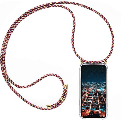 Kal-Coque Pour Huawei P20, Silicone Coque Avec Cou Chaîne Collier Étui De Téléphone Pour Huawei P20 Cou Lanière En Corde, Bordeaux Rouge