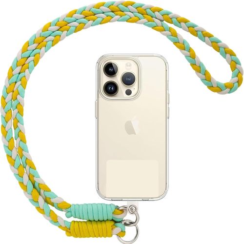 Cordon Telephone Portable Universelle Cordon Telephone Portable avec Patch, Sangle Réglable Nylon, Compatible avec la Plupart des Coques de Téléphone,Orange Kaki Blanc