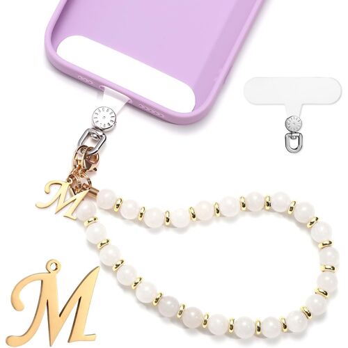 Kal-Jeu Bracelet De Téléphone Perles, Charme De Téléphone Initiales Dragonne De Téléphone Avec Patch Pour Lanière De Téléphone Mains Libres Bracelet De Téléphone Pour Femmes Filles
