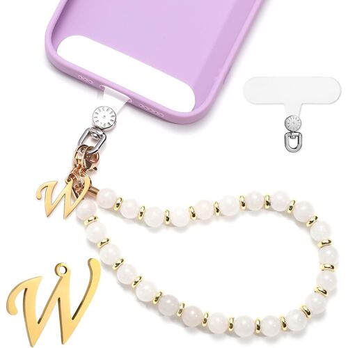 Kal-Jeu Bracelet De Téléphone Perles, Charme De Téléphone Initiales Dragonne De Téléphone Avec Patch Pour Lanière De Téléphone Mains Libres Bracelet De Téléphone Pour Femmes Filles