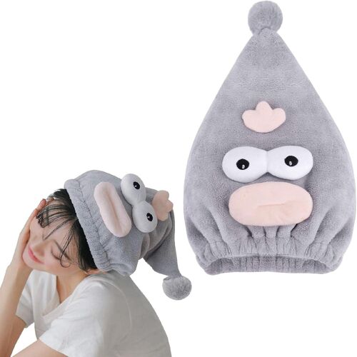 Turban Ultra Absorbant Pour Cheveux Séchage Rapide Un Séchage Rapide Hair Towel Serviette Cheveux Sechage Rapide Enfant Sèche-Cheveux Serviette Foulard Super Absorbant Pour Cheveux Longs/Courts, Gris