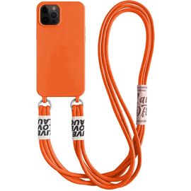 Kal-Coque De Protection Pour Iphone 14 Pro Max - En Silicone Liquide - Avec Cordon De Suspension, Bandoulière Élégante - Pour Iphone 14 Pro Max - Orange