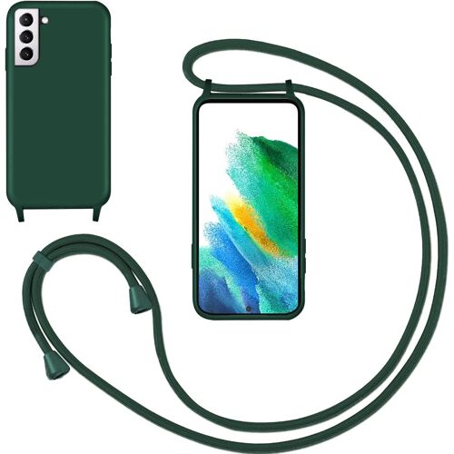 KAL-Coque Cordon De Collier Pour Samsung Galaxy S21,Collier Pour Étui Colliers De Cellulaire Mince Antichoc Réglable Lanyard Housse Liquide Silicone Case Pour Samsung S21,Vert