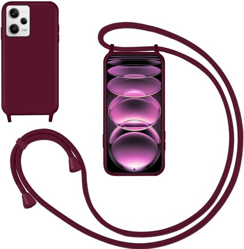 Coque Cordon De Collier Pour Xiaomi Redmi Note 12 Pro Plus,Collier Pour Etui Colliers De Cellulaire Mince Antichoc Reglable Lanyard Housse Liquide Silicone Case Pour Redmi Note 12 Pro+,Rouge