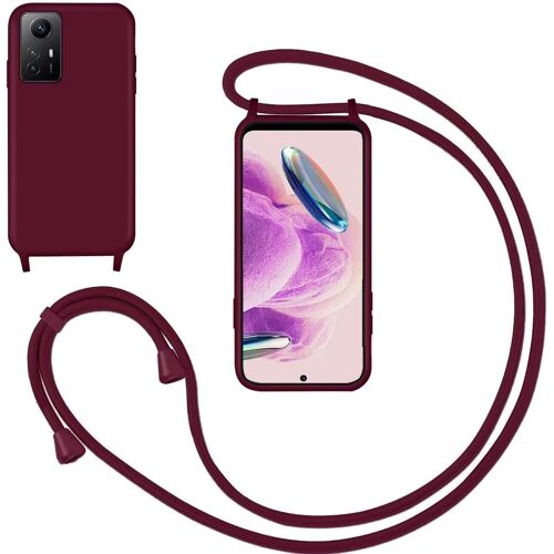 KAL-Coque Cordon De Collier Pour Xiaomi Redmi Note 12S 4G,Collier Pour Étui Colliers De Cellulaire Mince Antichoc Réglable Lanyard Housse Liquide Silicone Case Pour Xiaomi Redmi Note 12S 4G,Rouge
