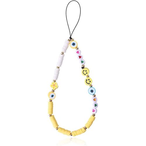 KAL-Bracelet De Téléphone Avec Perles Bohémiennes Anti-Perdues - Pour Téléphone Portable - Motif Étoile Fruit - Argile Arc-En-Ciel - Pour Femmes Et Filles