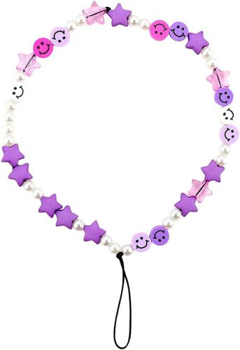 KAL-Lanière De Téléphone Portable - Perles En Acrylique - Sourire - Multicolore - Pour Téléphone Portable - Cadeau Pour Trousseau De Clés, Sac À Main - Décoration De Téléphone Portable