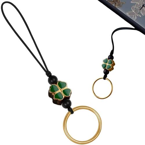 Kal-Lanière De Téléphone, Quatre-Feuilles Breloque De Téléphone, Bracelet En Pierres Précieuses, Chaîne De Téléphone Portable, Porte-Clés Pour Hommes Femmes