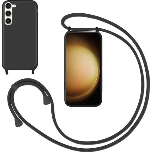 KAL-Coque Cordon De Collier Pour Samsung Galaxy S23,Collier Pour Étui Colliers De Cellulaire Mince Antichoc Réglable Lanyard Housse Liquide Silicone Case Pour Samsung S23,Noir