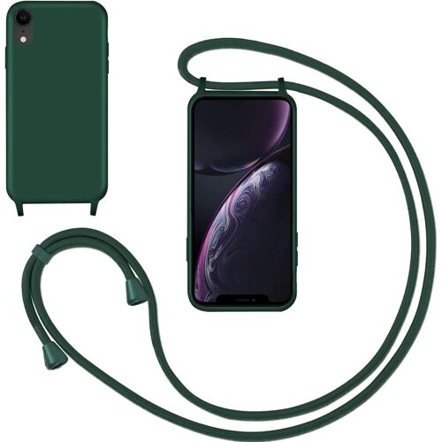 KAL-Coque Cordon De Collier Pour Iphone Xr,Collier Pour Étui Colliers De Cellulaire Mince Antichoc Réglable Lanyard Housse Liquide Silicone Case Pour Iphone Xr,Vert