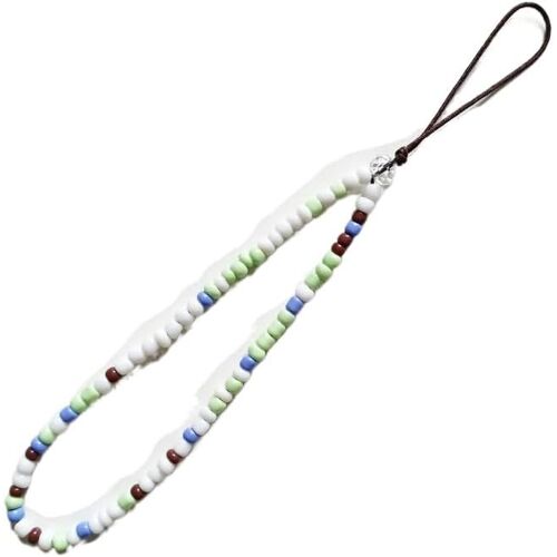KAL-Lot De 2 Chaînes De Pendentif Pour Téléphone Portable - Anti-Perte - Pour Téléphone Portable - Dragonne - Style Bohème - Chaîne De Téléphone Pour Portefeuille - Porte-Clés - Décoration - Blanc