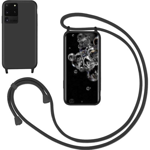 KAL-Coque Cordon De Collier Pour Samsung Galaxy S20 Ultra,Collier Pour Étui Colliers De Cellulaire Mince Antichoc Réglable Lanyard Housse Liquide Silicone Case Pour Samsung S20 Ultra,Noir